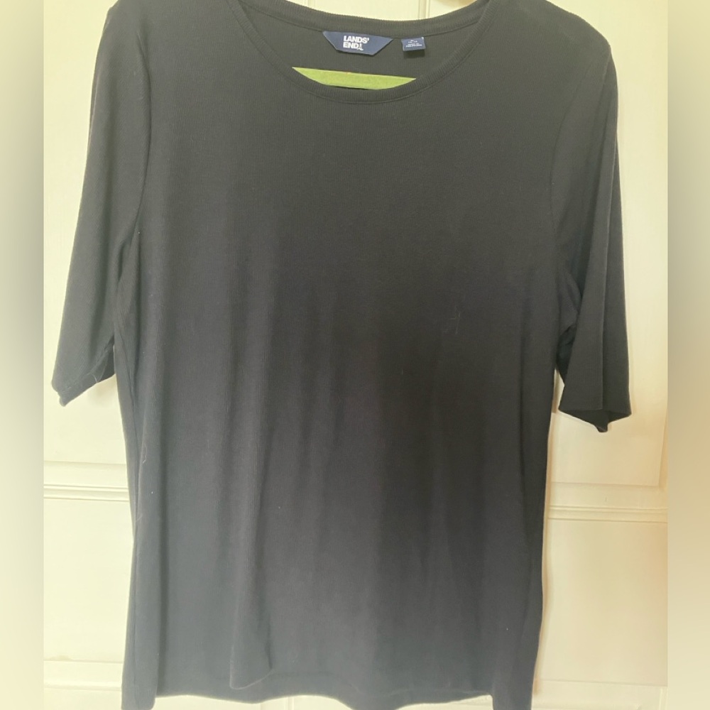 Elbow sleeve ribbed tee sz L Lands End